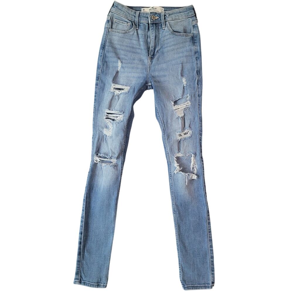 Hollister Curvy HR Skinny Jeans 0 Distressed Y2K EUC